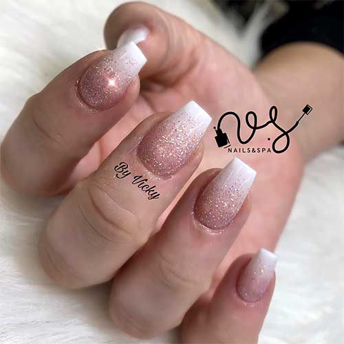 Cute sparkly short nails 2020 coffin shaped