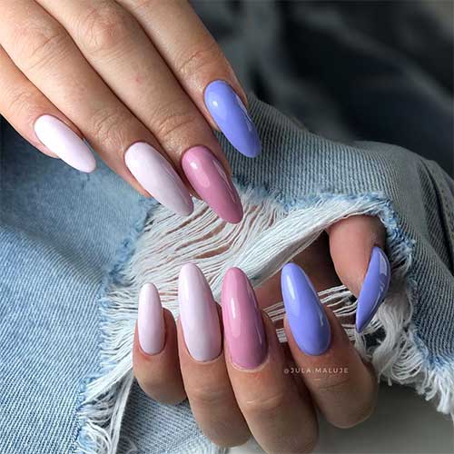 Pastel multi colored almond nails for spring 2020 Pastel multi colored almond nails for spring 2020, multicolor nails, spring nails
