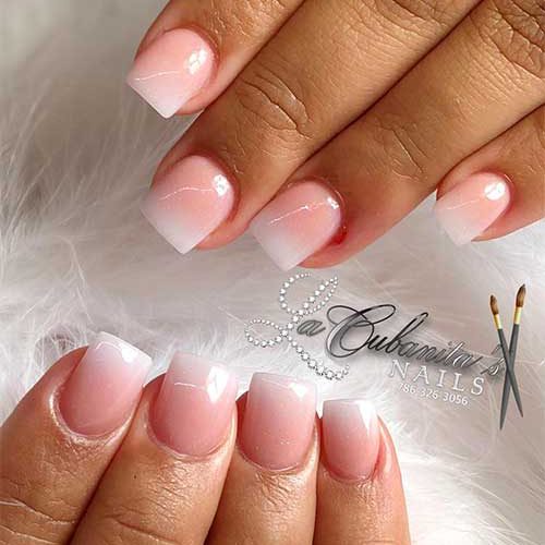 Cute Pink and White Ombre Nails Short Ideas