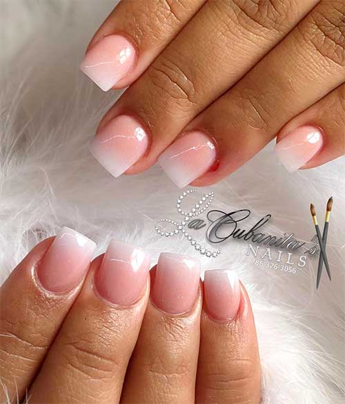 Cute Pink And White Ombre Nails Short Ideas Cute Manicure