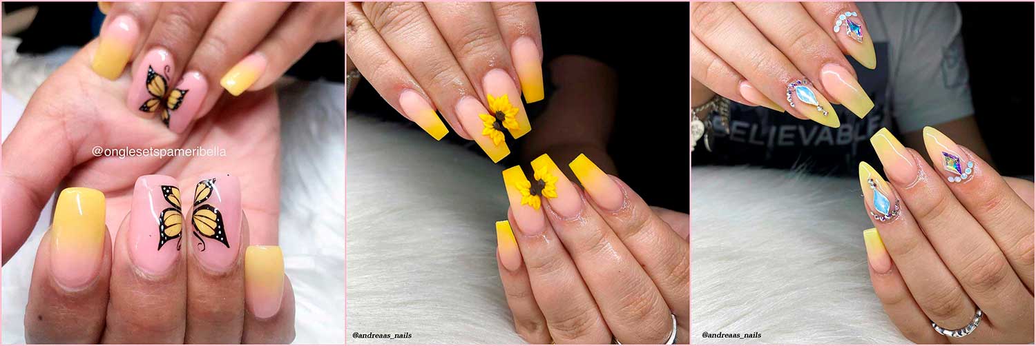 Best Yellow Ombre Nails with Designs