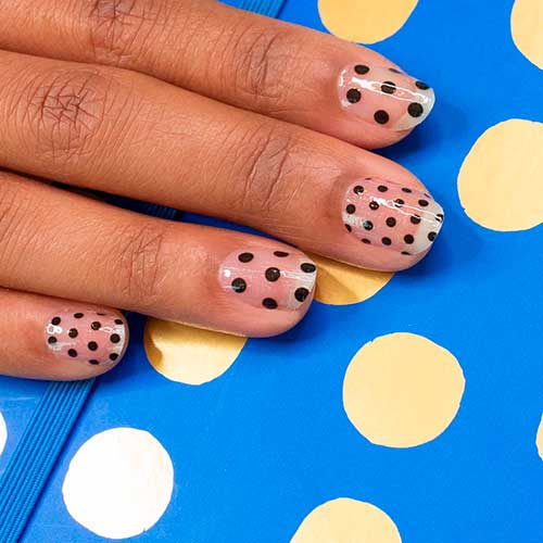 Polka Dot-Com nail polish strips color street on bare nails, transparent color street nail ideas