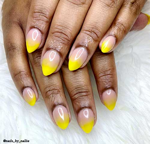 simple yellow ombre nails short stiletto shaped set simple yellow ombre nails short stiletto shaped set
