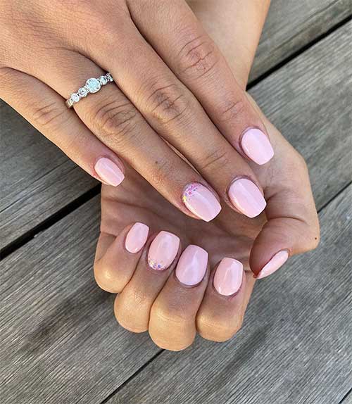 Short coffin baby pink matte nails with Diamantés  Depop