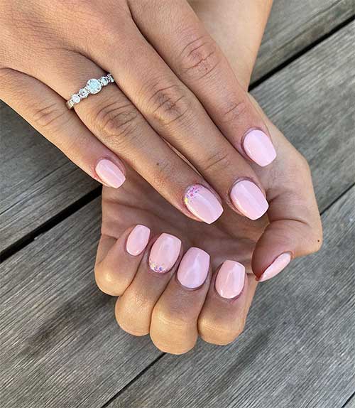 light pink glitter acrylic nails