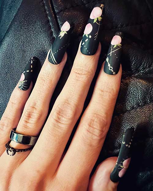 Matte Gothic Black Coffin Nails