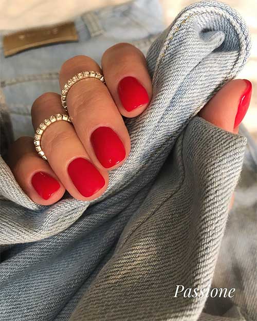 Stunning short red acrylic nails square set