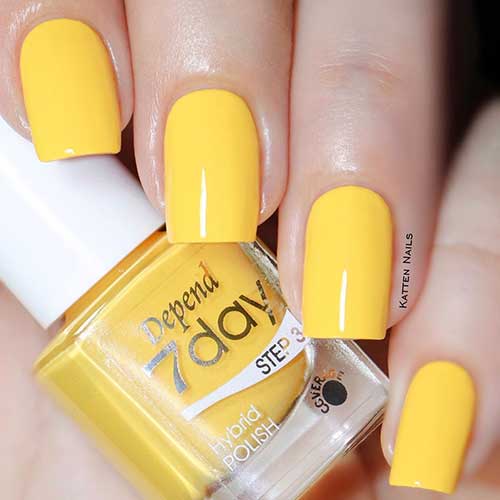 Yellow hybrid polish nail Depend 7day In Print Hybrid Polish 7205 Make it Fun for summer 2020