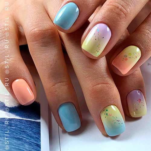 ombre acrylic nails for summer, short square ombre acrylic nails 2020 set