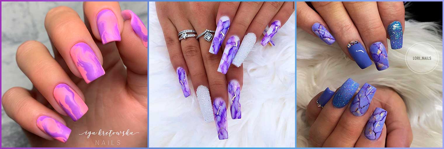 The Cutest Square Purple Marble Nails Ideas The Cutest Square Purple Marble Nails Ideas