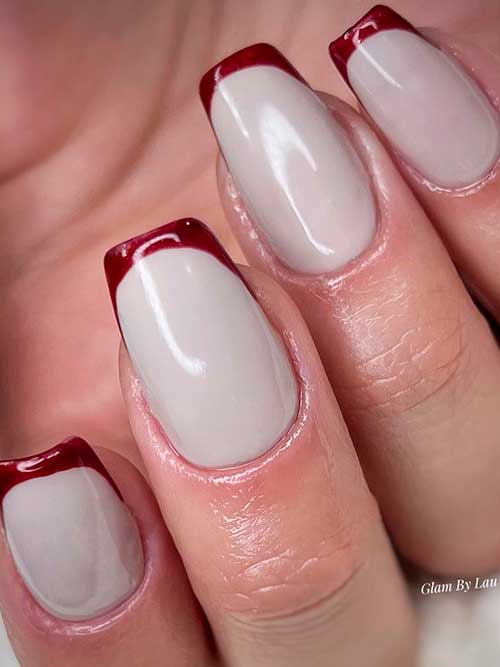 Burgundy Modern French Manicure