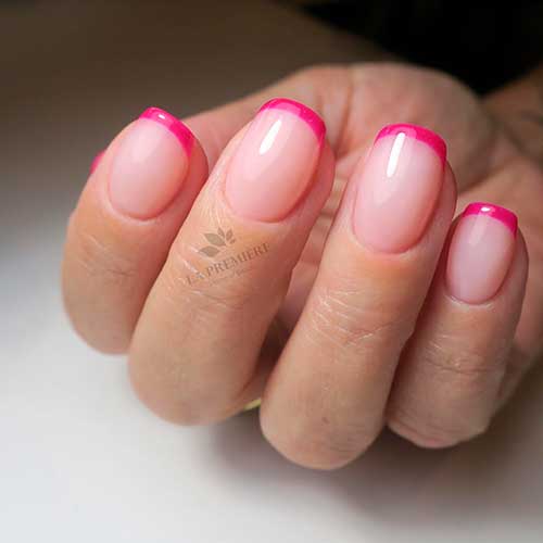 Cool Pink Neon French Tip Nails 2020 Idea