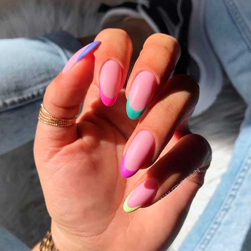 Cute Pastel Colored French Nails