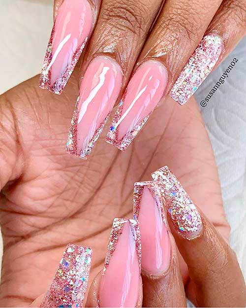 V french tip coffin nails deals