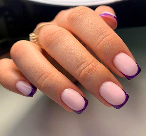  Dark Purple french tip nails with shimmer effect, go for this French nails or any purple french manicure nails!