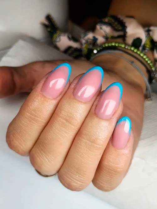 Light Blue Modern French Manicure