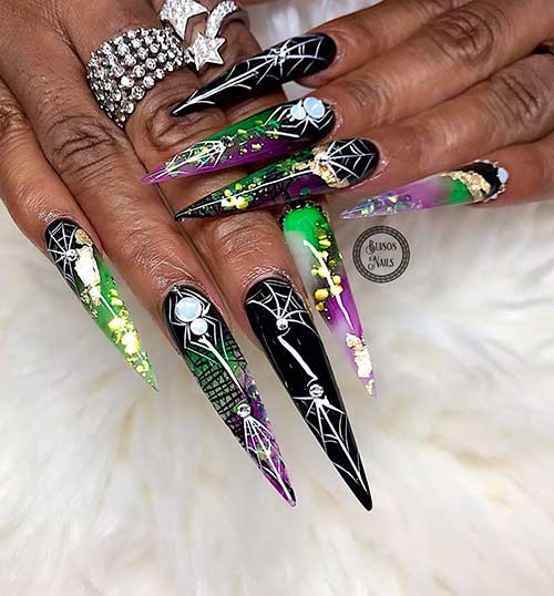 Amazing Stiletto Halloween Spider Web Nails Amazing Stiletto Halloween Spider Web Nails 2020 - Halloween Nail Ideas