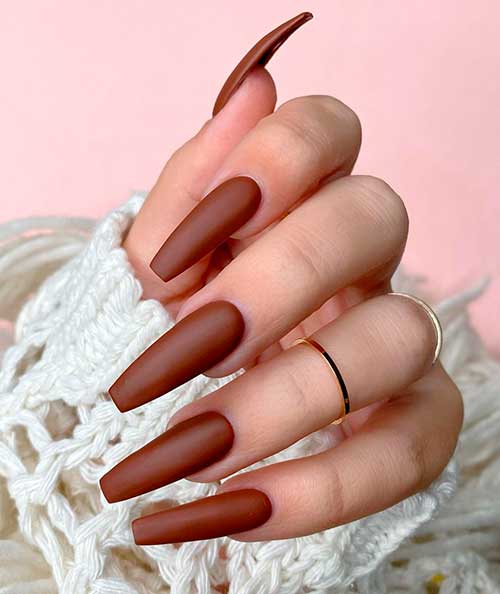 Cute brown matte nails coffin shaped by ORLY Canyon Clay Nail Lacquer from fall manicure 2020 Desert Muse Collection! Cute brown matte nails coffin shaped by ORLY Canyon Clay Nail Lacquer from fall manicure 2020 Desert Muse Collection!