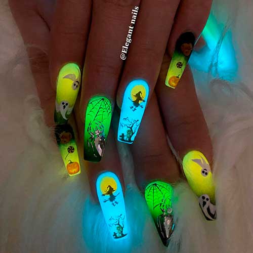 Halloween Glow in the Dark Nails Ideas