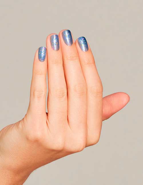 Cute icy blue nails with OPI Bling It On! from OPI Shine Bright Nail Lacquer Holiday Collection 2020