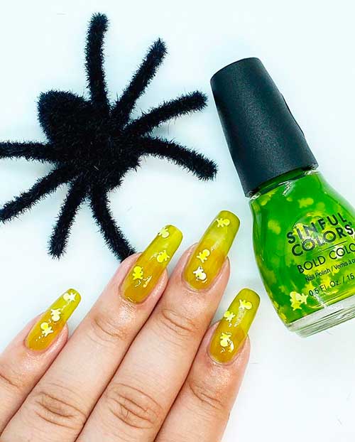 Cute nails 2020 swiped with SinfulColors Sour Apple Killer Halloween Nail Polish!