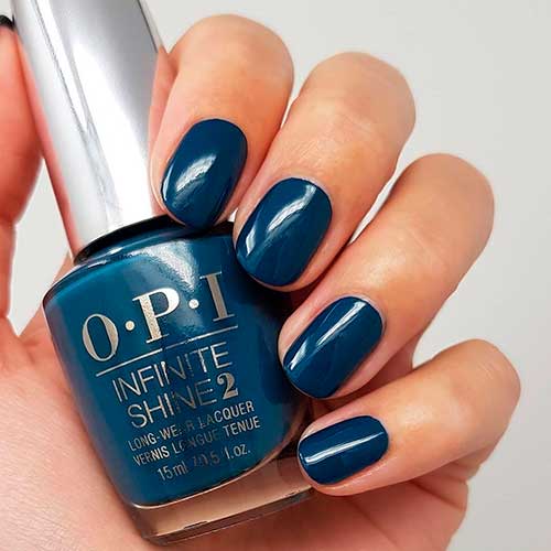 Do top nails with Drama at La Scala deep inky blue shade from OPI infinite shine Muse of Milan Fall Manicure 2020