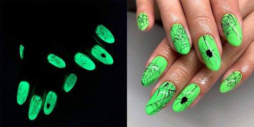 Stunning Halloween Glow In The Dark Nails For 2024 Halloween Spider Web Glow In The Dark Nails Idea 500x250