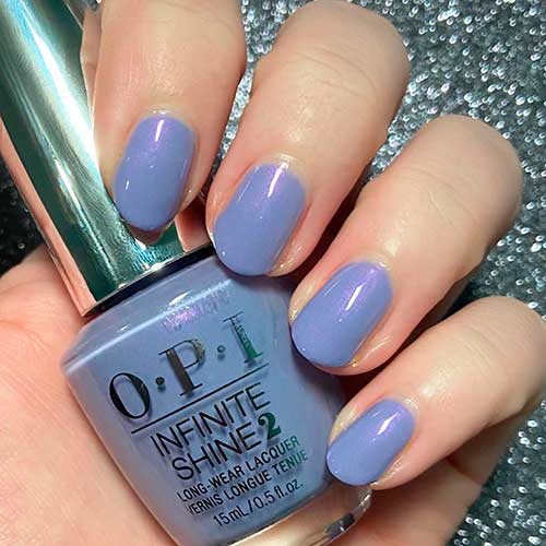 Light purple nails with Galleria Vittorio Violet nail polish from OPI infinite shine Muse of Milan Fall Manicure 2020