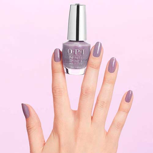 Shimmer lavender nails with Addio Bad Nails, Ciao Great Nails nail polish from OPI infinite shine Muse of Milan Fall Manicure