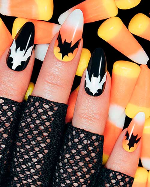 Sinful Colors Batass Candy Corn Press on Nails are Halloween candy corn nails 2020 with perfect finish