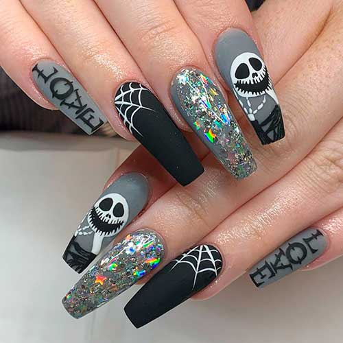 Cute Halloween spider and nightmare before Christmas Nails