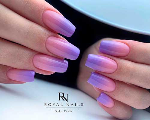 3. Light Pink and Purple Ombre Nails Design.