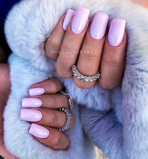 Cute plain and simple medium light purple square nails set!
