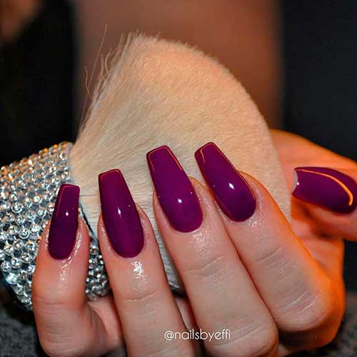 Medium Purple Coffin Nails, Go for this purple gel nails set and we promise everyone will love your nails