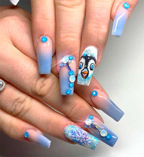 Shining Shimmering Penguin Nails Art design for Christmas 2020! Shining Shimmering Penguin Nails Art design for Christmas 2020!