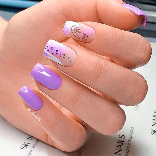 Short Square Light Purple Nails 2021 for stylish look