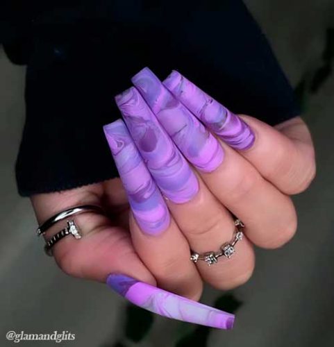 Various purple shades blending nail art