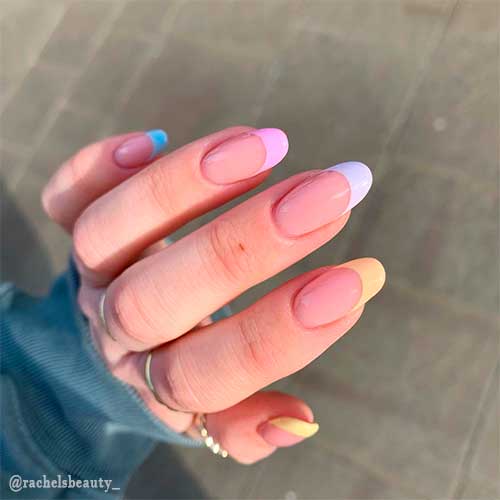 Cute French tip nails 2021 with cute spring pastel nail colors idea!