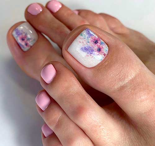 Cute Pink Toenail Flower Design one of the best pedicure ideas for spring