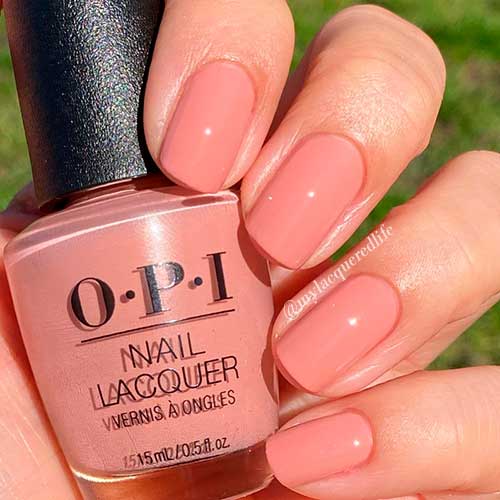 Cute spring nails 2021 with the Nude terracotta OPI nail polish I’m an Extra