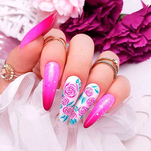 Gorgeous Pink Spring Nails with Floral Nail Art Gorgeous Pink Spring Nails 2021 with Floral Nail Art