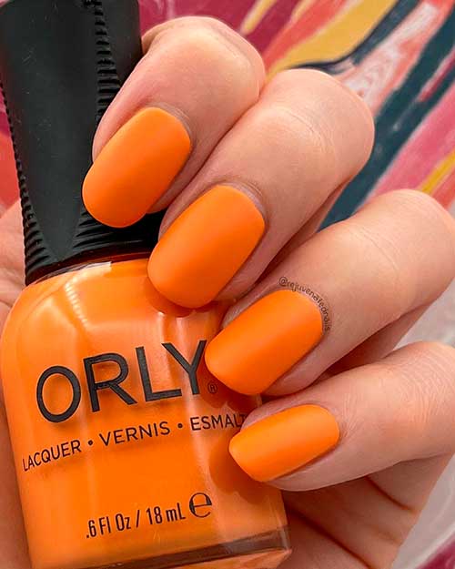 Unique spring orange nails 2021 with orly nail polish 2021 Kitsch You Later it’s a Warm orange nail polish 