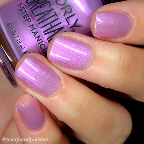 Amazing lilac nail polish with pink shimmer for awesome nails during spring and summer time in 2021!