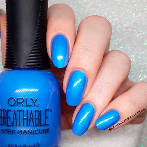 Orly breathable blue nail polish with periwinkle pearl shimmer “You Had Me At Hydrangea” from super bloom collection 2021!