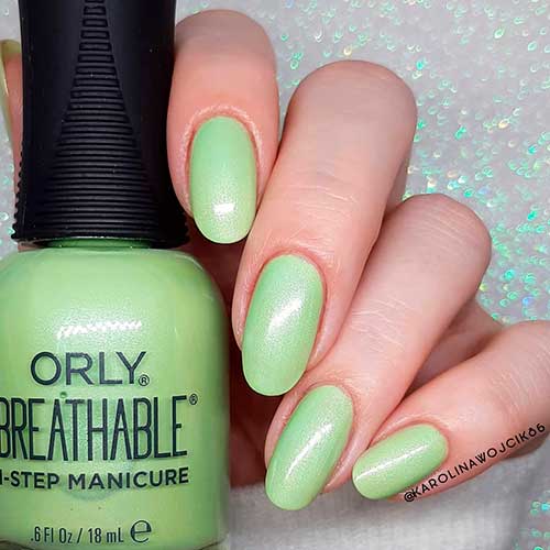 Orly breathable sparkling lime green nail polish for unique summer and spring nails 2021!