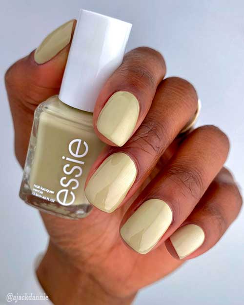 Cacti on the Prize Essie Nail Polish, a muted neutral green nail polish with yellow undertones