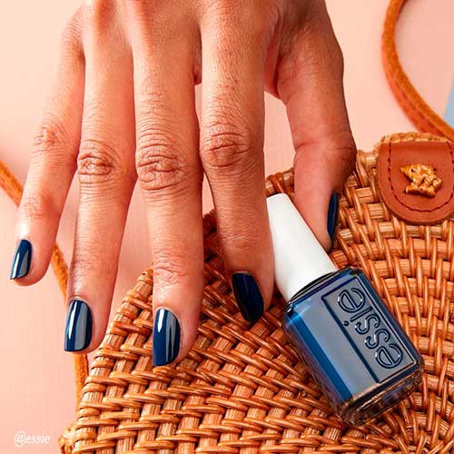 Infinity Cool Essie Nail Polish a deep true navy blue nail polish