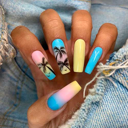 Ombre Palm Nail Art Design for summer 2021