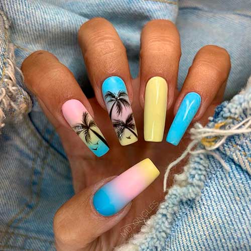 Ombre Palm Nail Art Design Ombre Palm Nail Art Design for summer 2021