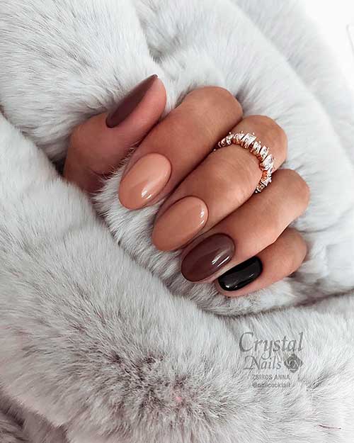 Cute Short Round Brownies Fall Nails 2021